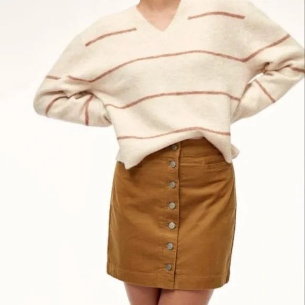 Wilfred Free Corduroy Mini Skirt Button Front A Line Copper Brown Size 2